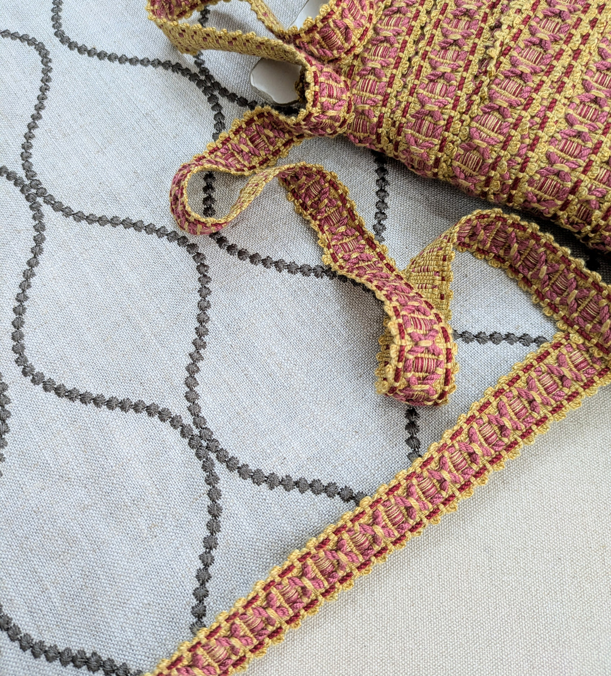 Dark Pink & Orange Braid for Soft Furnishings & Upholstery
