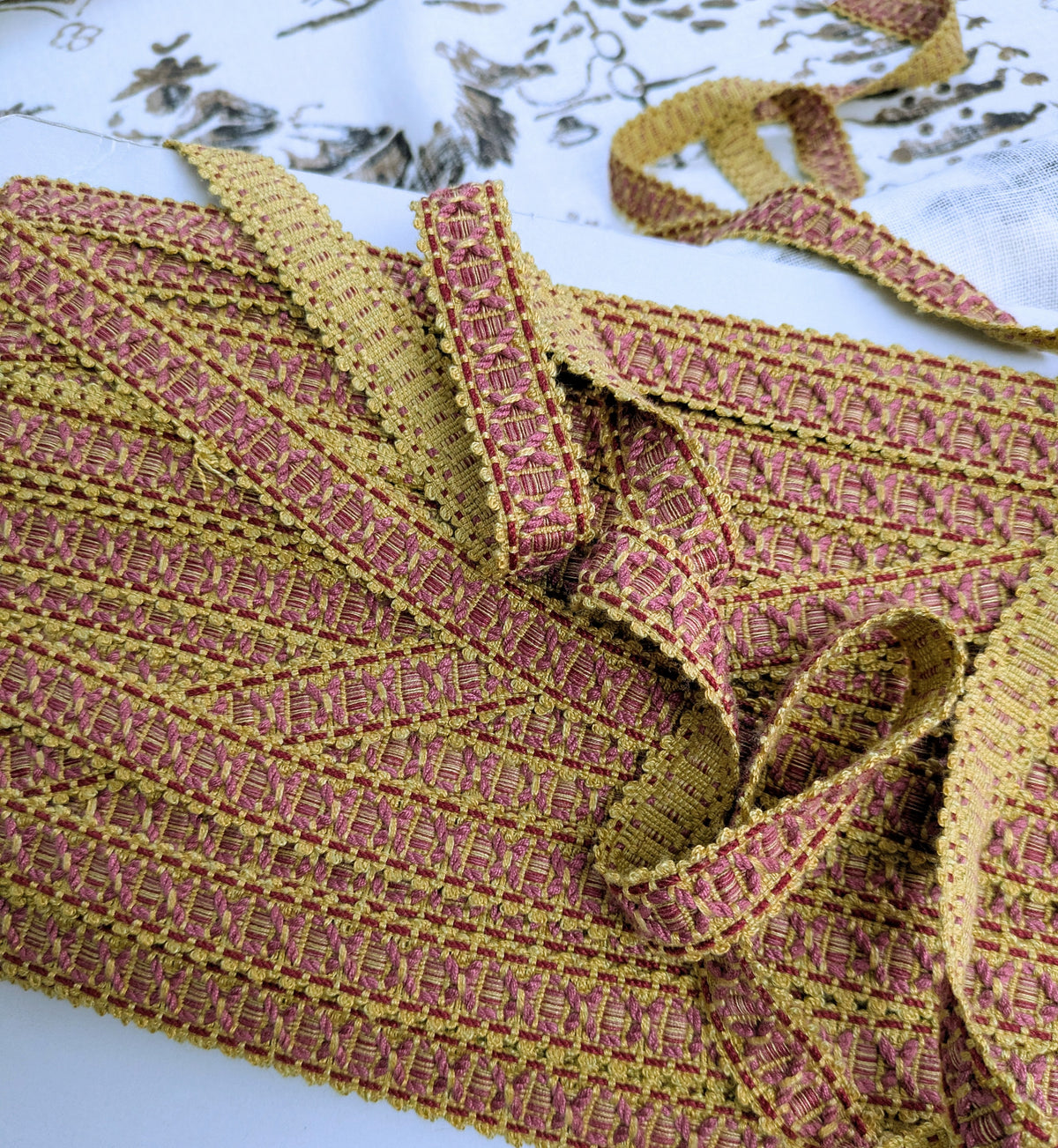 Dark Pink & Orange Braid for Soft Furnishings & Upholstery