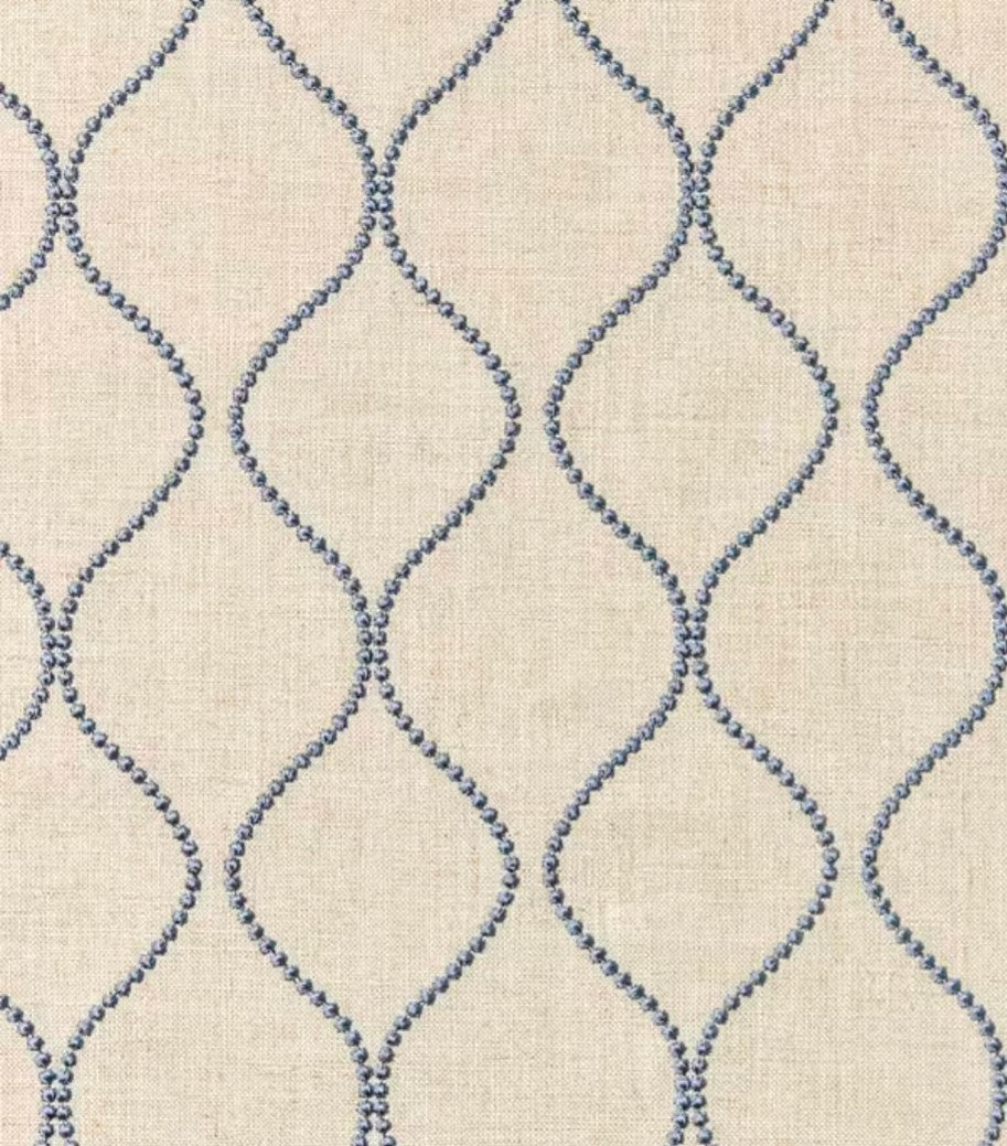 Ellewood Knot by John Lewis - Denim Blue Colourway - Embroidered Fabric - 1.7m Remnant